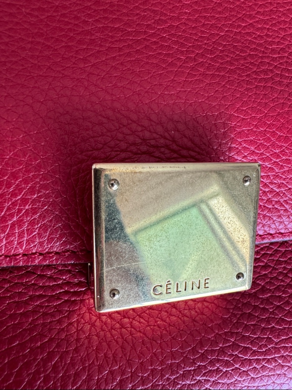 Celine Trapeze Red l Leather and Suede Shoulder Bag with Top Handle EUC - Picture 2 of 16